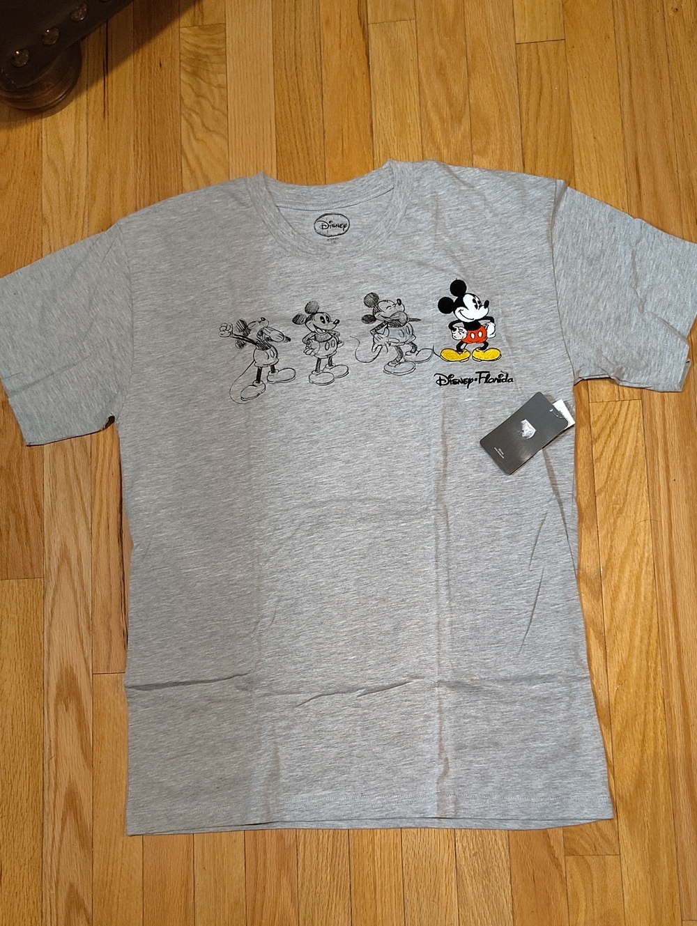 Disney Men's Mickey Evolution Graphic Tee - Gray with Black, Red, Yellow